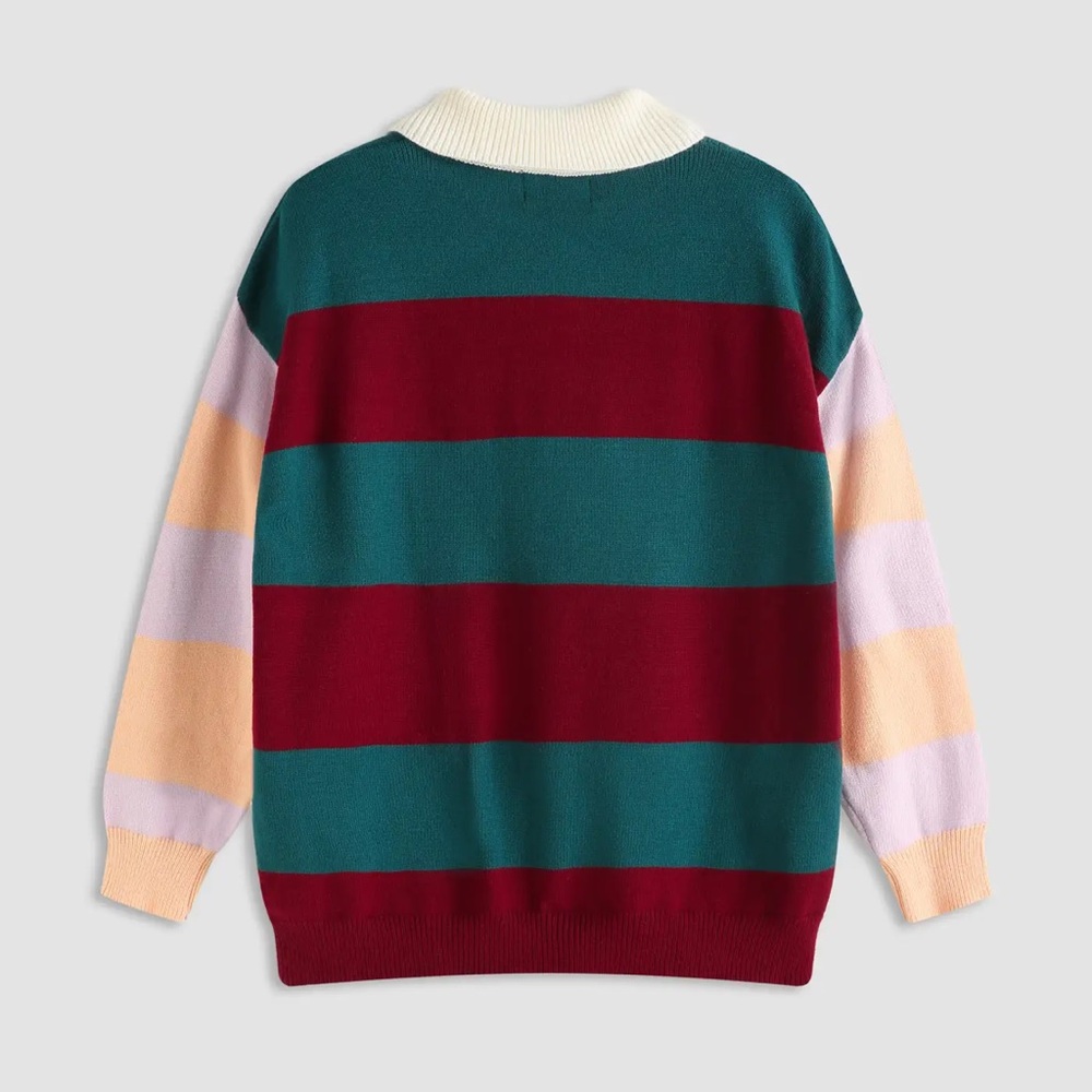Cider Striped Patchy Polo Sweater - Picture 3 of 6